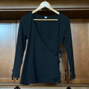 Old Navy  Black Wrap Long Sleeve Top